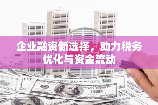 南开企业融资新选择，助力税务优化与资金流动