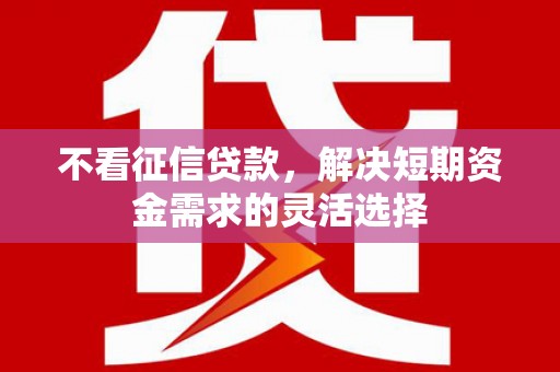 南开不看征信贷款，解决短期资金需求的灵活选择