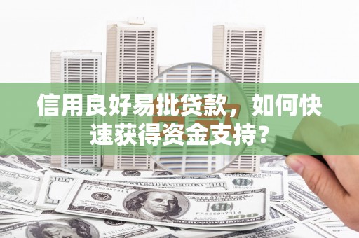 南开信用良好易批贷款，如何快速获得资金支持？