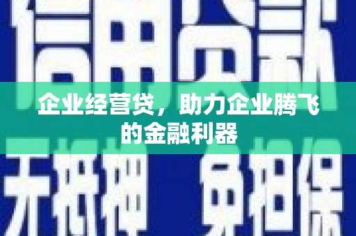 南开企业经营贷，助力企业腾飞的金融利器