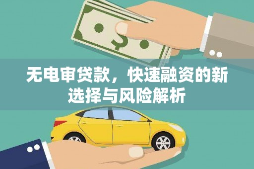 南开无电审贷款，快速融资的新选择与风险解析