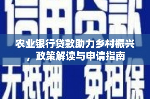 南开农业银行贷款助力乡村振兴，政策解读与申请指南