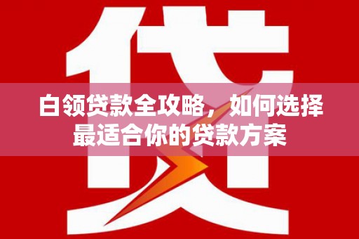 南开白领贷款全攻略，如何选择最适合你的贷款方案
